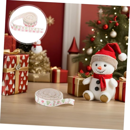2 Stuks Kerstlinten Katoen Breed Yards Sneeuwvlok Ontwerp Herbruikbaar Kleurecht Geschikt voor Kerstdecoraties Buiten DIY Cadeaus Kransen Boomversiering — afbeelding 2