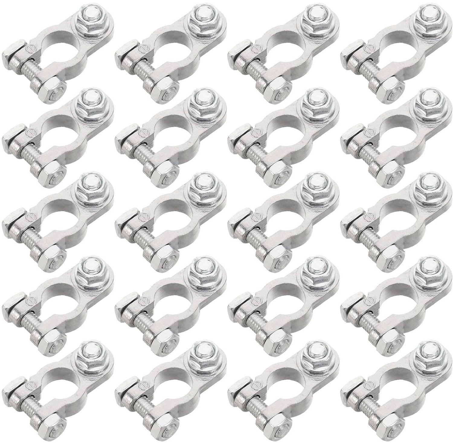 10 Paar Auto Terminal Connector Clips Aluminium Eenvoudig Installeren Positief Negatief Batterijklemmen voor Auto Camper Snelle Vervanging met Geleidbaarheid