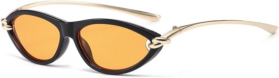 Retro Cat Eye Sunglasses Oval Sunglasses for Women 90s Small Trendy Cat-Eye Glasses Gold Frame UV400 Protection - ShopVlot — afbeelding 4