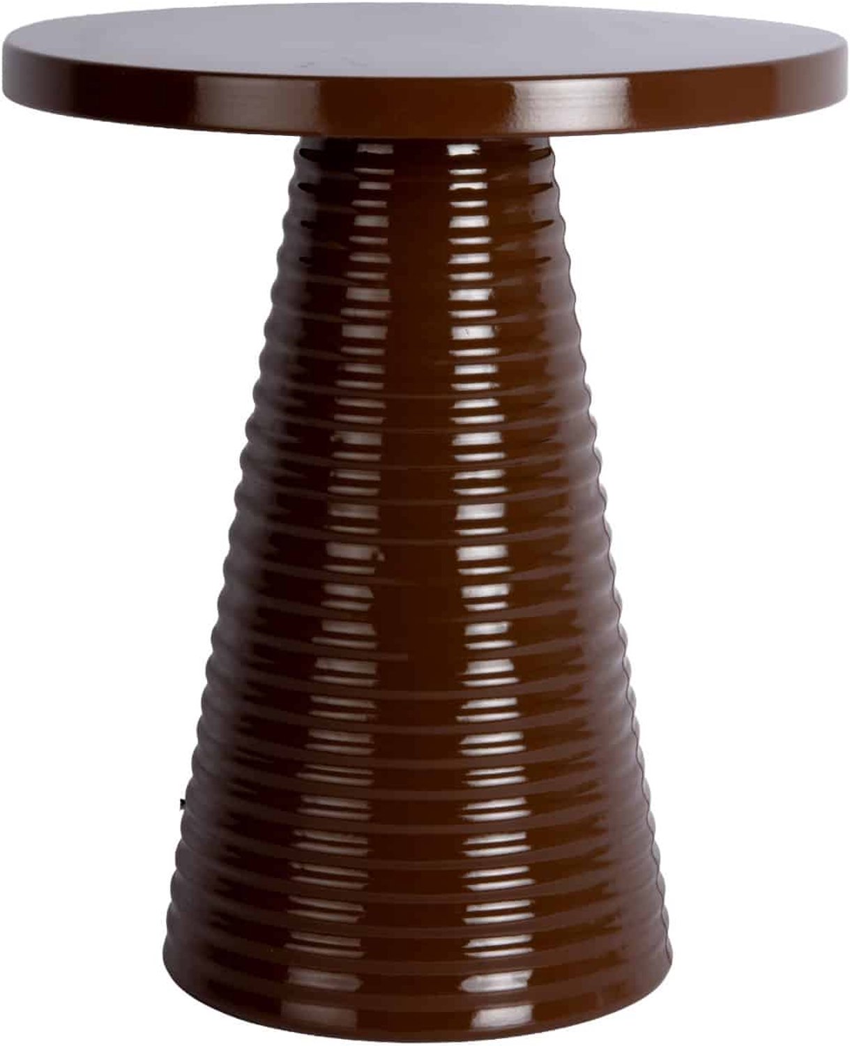 Leitmotiv Bijzettafel Catania Ribbed - Chocoladebruin - 40x40x46cm - Scandinavisch