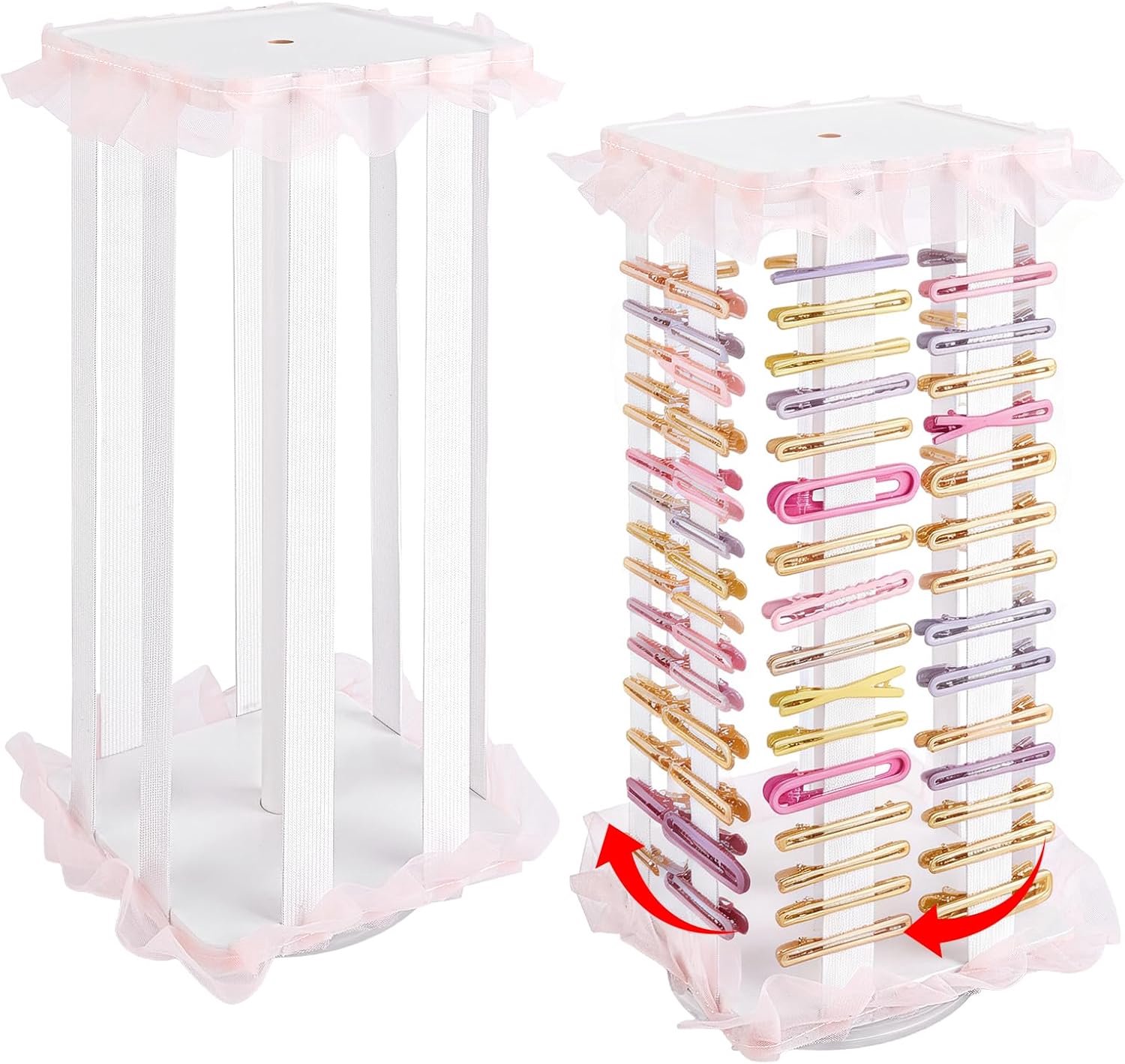 Haarknotenhouder, 2 stuks, van hout, met 360° draaibare houder, grote capaciteit, organizer voor dames, decoratie - ShopVlot