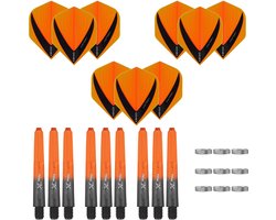 Darts Set - Maxgrip – 3 sets - darts shafts - zwart-oranje - inbetween – en 3 sets – Vista-X – darts flights - Cadeau