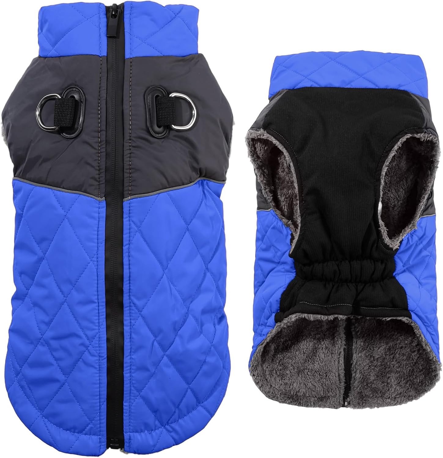Warme Fleece Hondenjassen voor Kleine Honden, Waterdichte Puppyjas voor Koude Winter, Blauw, D-Ringen, Comfortabel en Beschermend