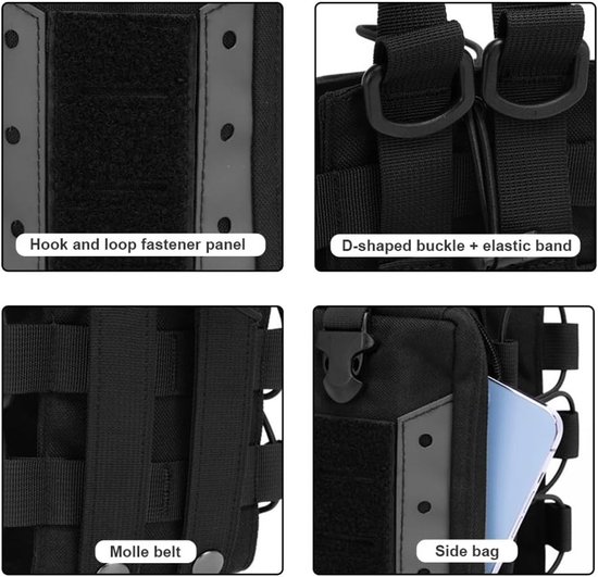 Tactische Drinkfles Houder voor Rugzak, Waterfles Tas met Molle Systeem voor Kamperen, Wandelen en Buitenactiviteiten (Zwart) — afbeelding 4
