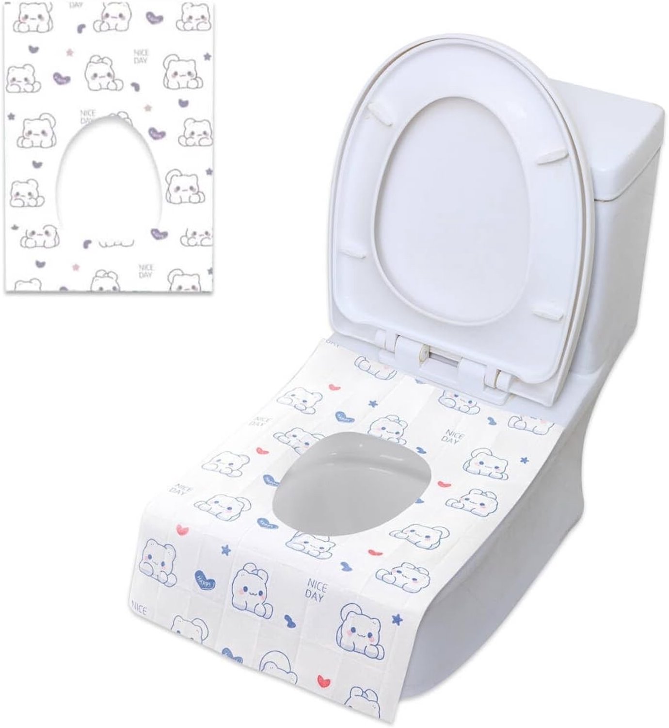 30 Stuks Antibacteriële Wegwerp Toiletbril Covers met Print, Geschikt voor Publieke en Thuisgebruik