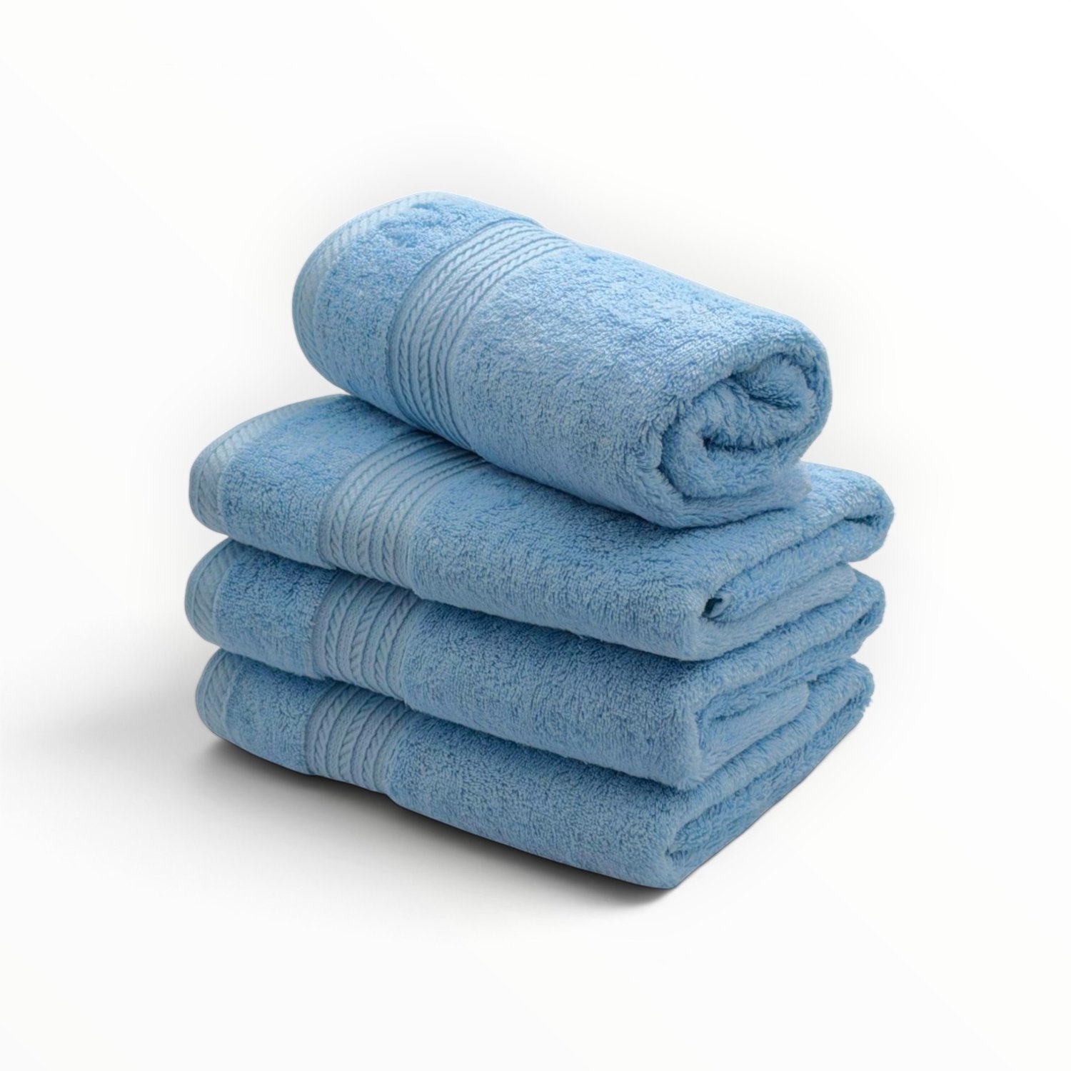 The Linen Room Handdoeken – 50 x 100 cm – Set van 4 – 100% Egyptisch Katoen – 600 gram /m2– Lichtblauw