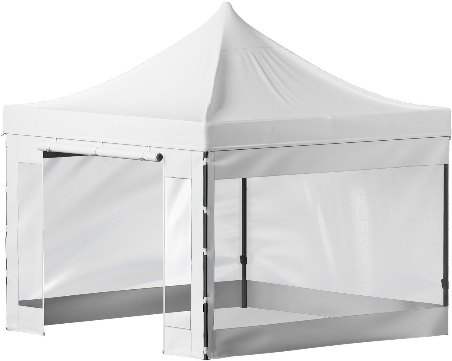 304-8 x 304-8 cm Pop-up partytent- tuinpaviljoen met afneembare zijwanden en draagtas op wielen- UV-bestendige waterdichte instant partytent voor feestjes- tuin en achtertuin- wit