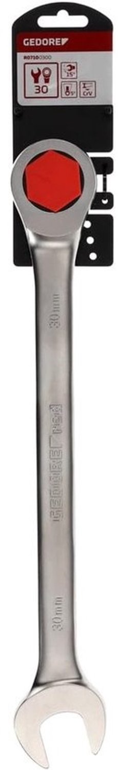 Ratelringsleutel - Steekringsleutel met ratel - Bouten vastzetten - Vlakke uitvoering - 30 mm 425 mm - Zilverkleurig