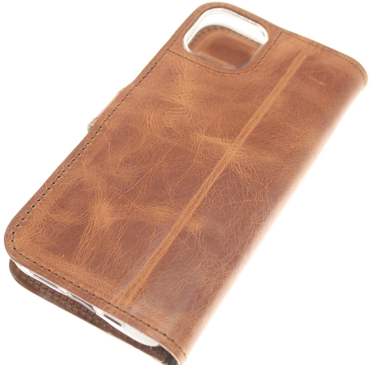 Samsung Galaxy S24 FE cognacbruin vintage kalfsleer hoesje Nr-51