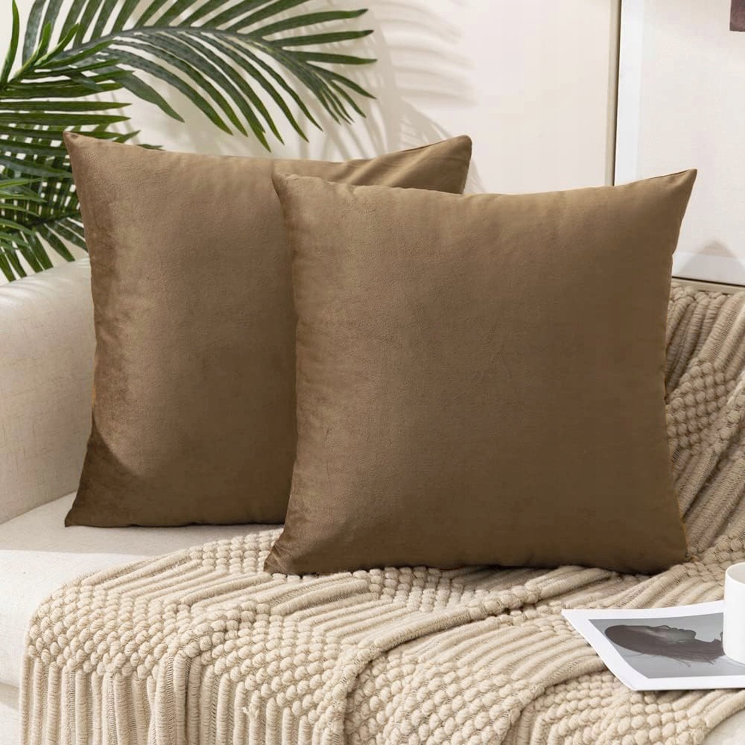 Luxe Velours Sierkussenhoes Melkchocolade 40x40 cm - Glamour Stijl
