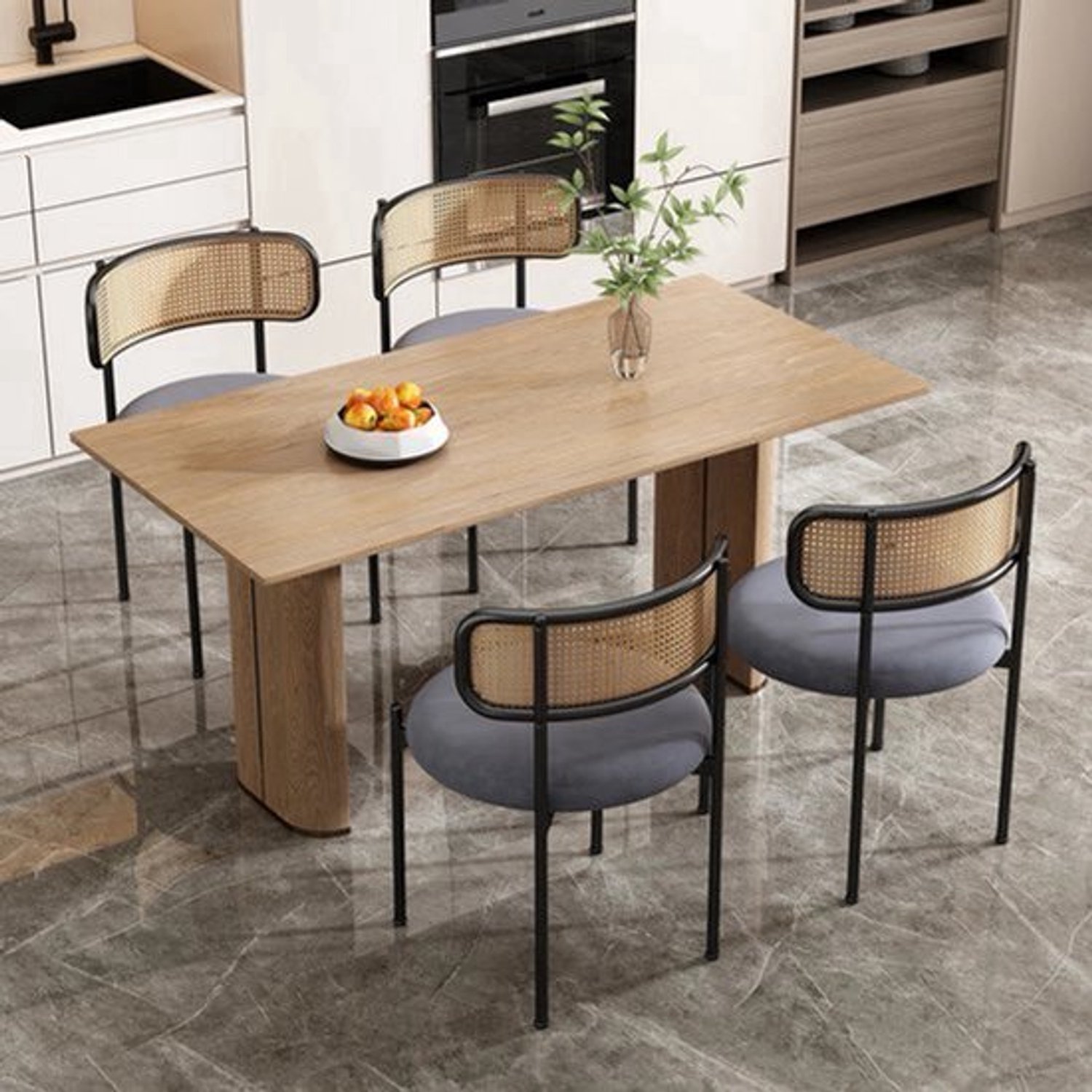 Eetkamerstoelen – Stoelen – Kuipstoelen – Dining Stoelen – Set van 4 - Velours Bekleding – Ergonomische Rugleuning - Grijs