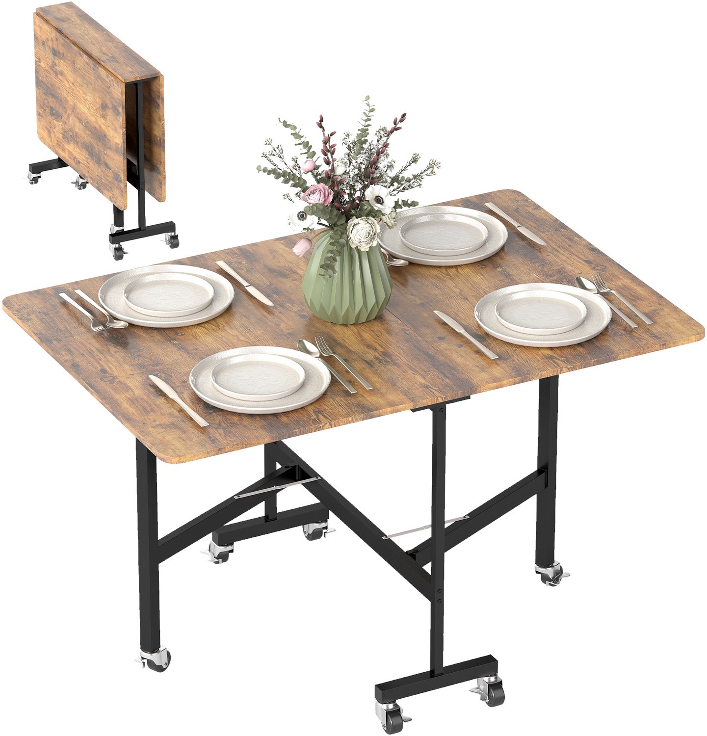 HOMCOM opklapbare eettafel - spaanplaat - 120x80x73cm - rustbruin