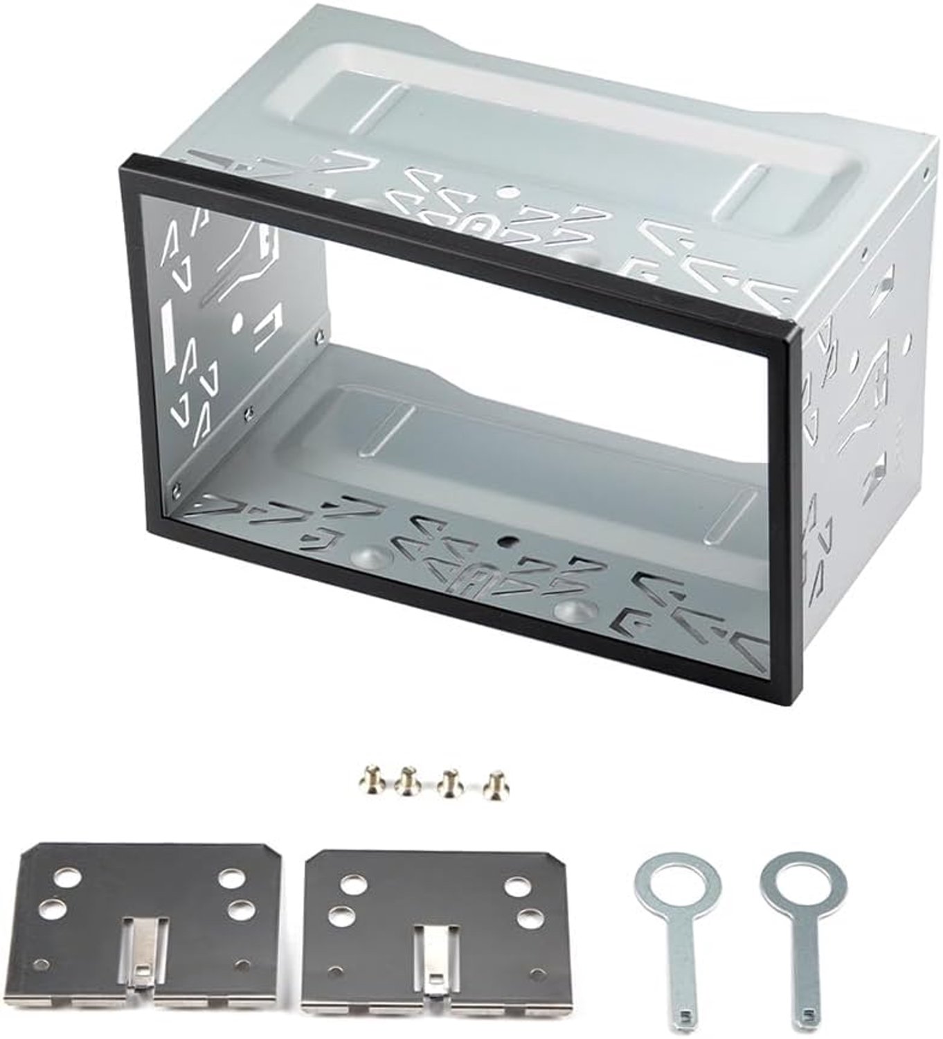 Autoradio inbouwframe universeel 2 DIN metalen frame houder auto radio montage frame radiopaneel inbouwset voor dubbele DIN auto radio, auto dvd-speler, GPS-navigatie
