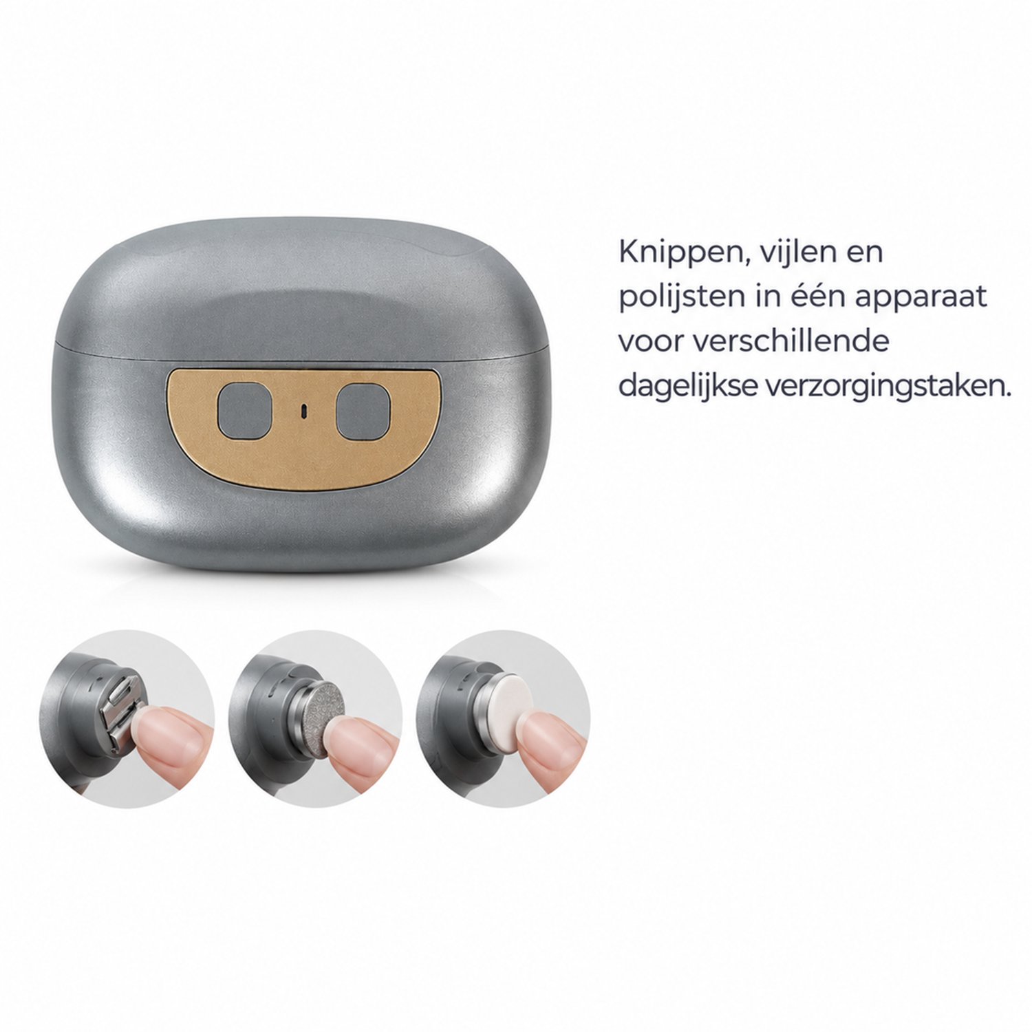 Elektrische nagelknipper - 3 snelheden - knippen, vijlen en polijsten in één - voor dagelijkse nagelverzorging - grijs met accessoires