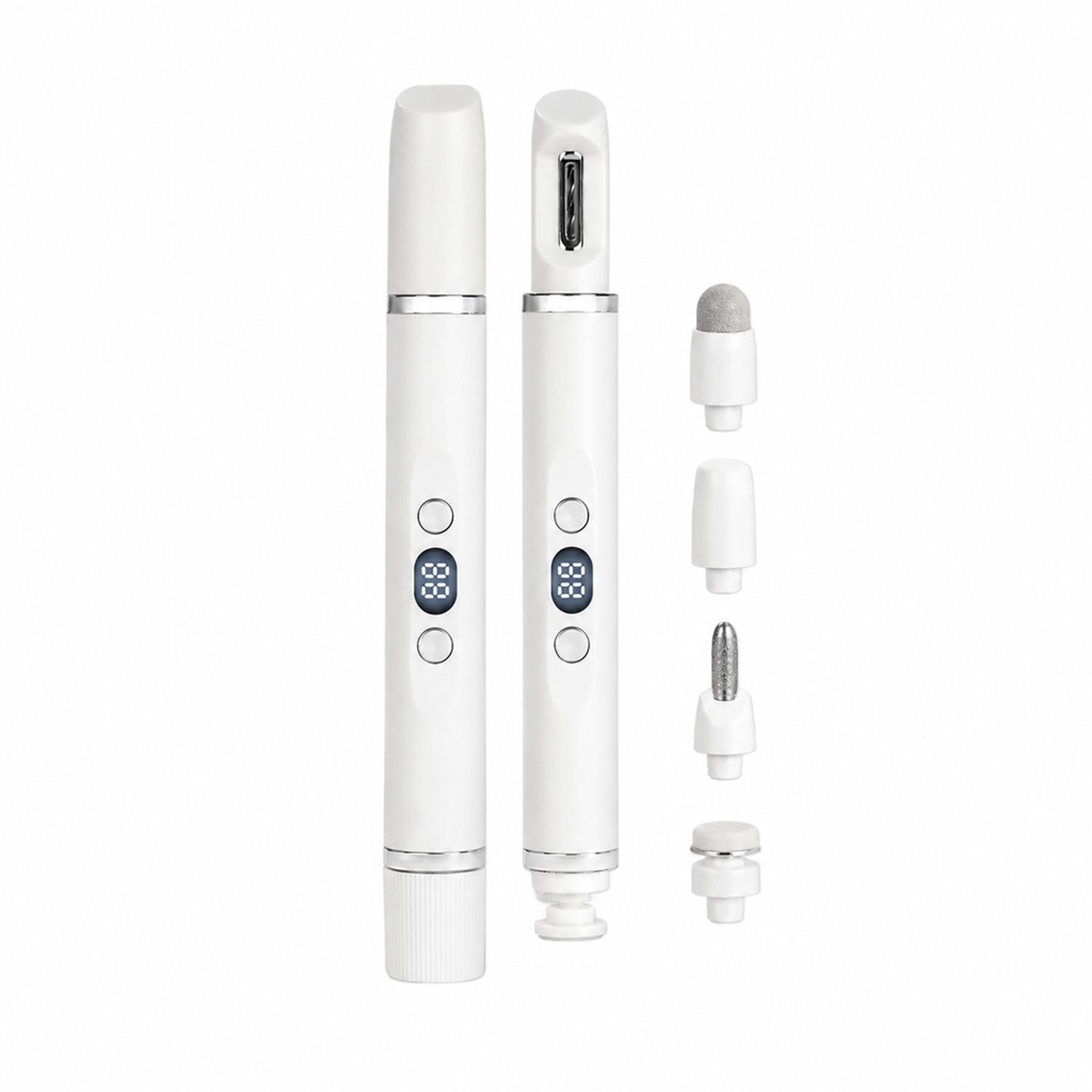 Elektrische nagelknipper - 4-in-1 - penvormig handmodel - voor nagel- en voetverzorging - wit
