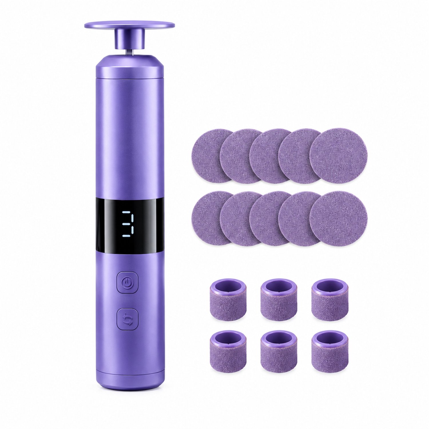 Elektrische nageltrimmer - voor voet- en nagelverzorging - 10 voetrondjes en 6 nagelringen - paars