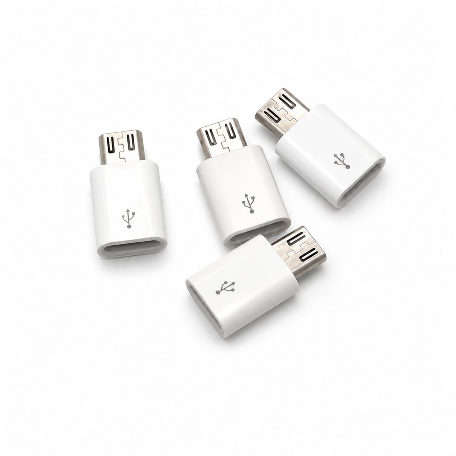 Image of USB-C naar Micro-USB Adapter Set van 4 - USB-C Vrouwelijk naar Micro-USB Mannelijk - Geschikt voor Controllers, Bluetooth Speakers, Powerbanks en Micro-USB Apparaten - Wit