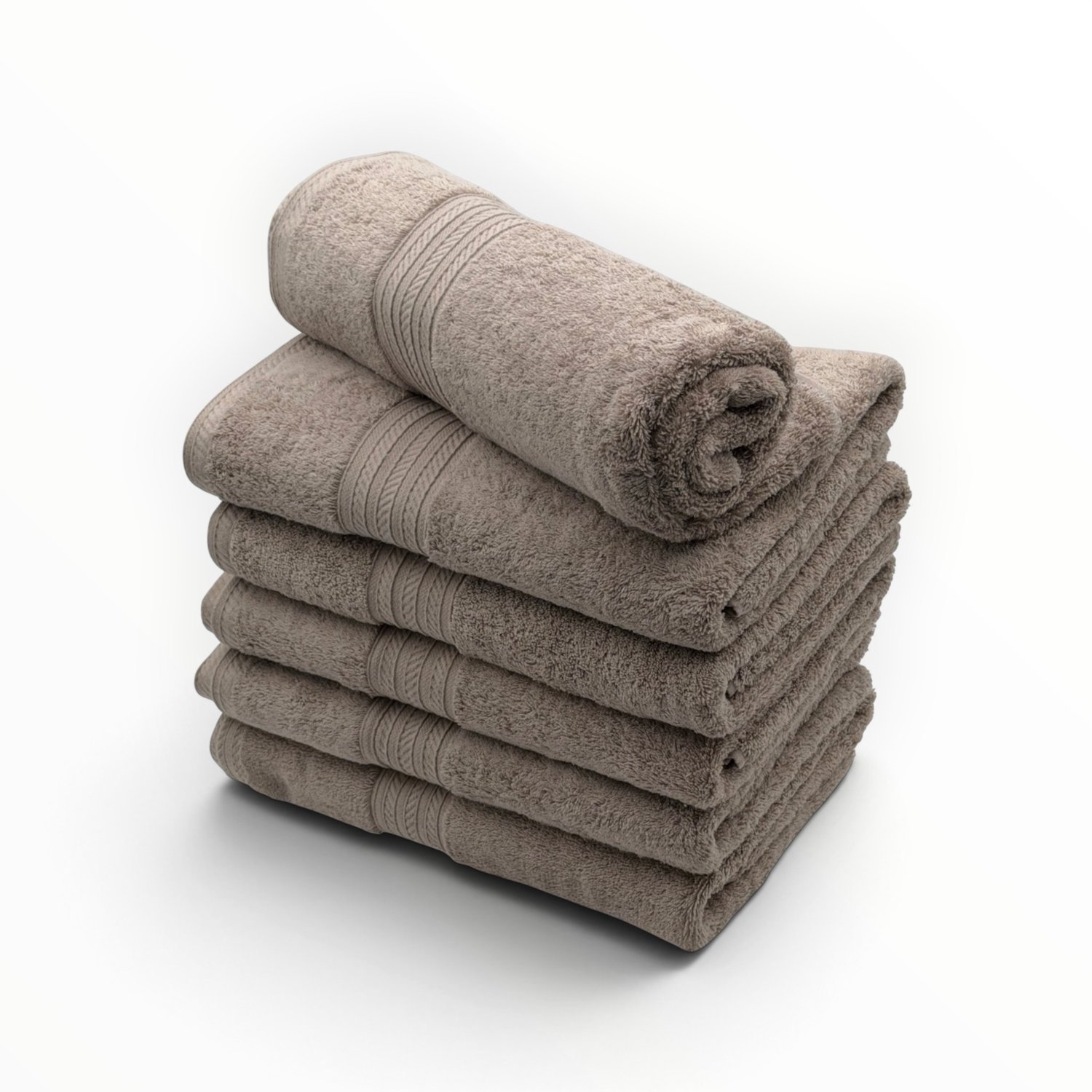 The Linen Room Badhanddoeken – 70 x 140 cm – Set van 6 – 100% Egyptisch Katoen – 600 gram /m2 – Taupe
