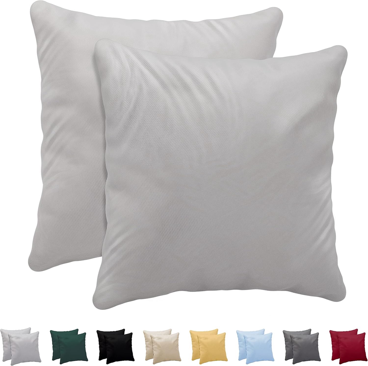 Famanu - Kussenhoes 40 x 40 cm - Bescherming voor je kussen - 100% katoen - Lichtgrijs (set van 2)