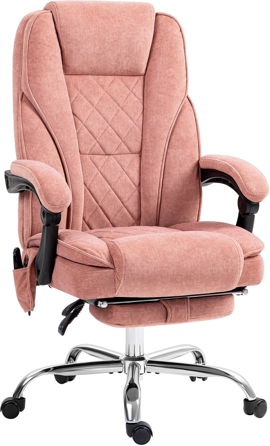 Vinona Bureaustoel met massage- en warmtefunctie - Met voetensteun - In hoogte verstelbaar - 67 x 72 x 111-119 cm - Roze