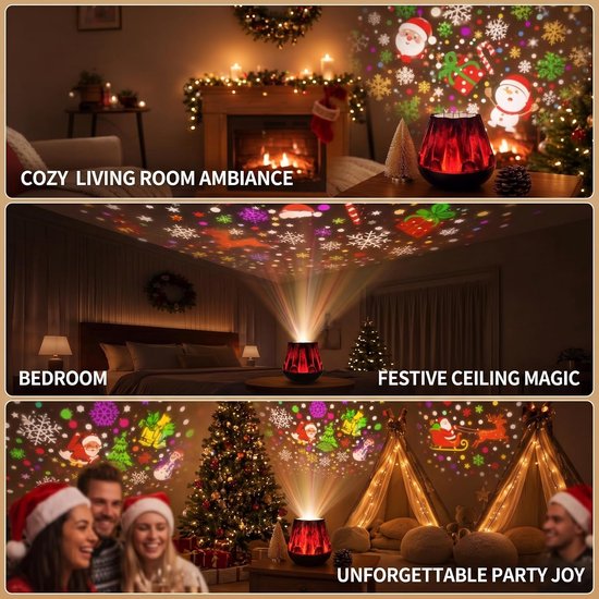 Halloween Projector Lamp met Sneeuwpop Patroon - 3D Vuurhaard Nachtlampje - HD Patroon Projectie - LED Sfeerlamp voor Slaapkamer, Woonkamer en Feestdecoratie — afbeelding 4