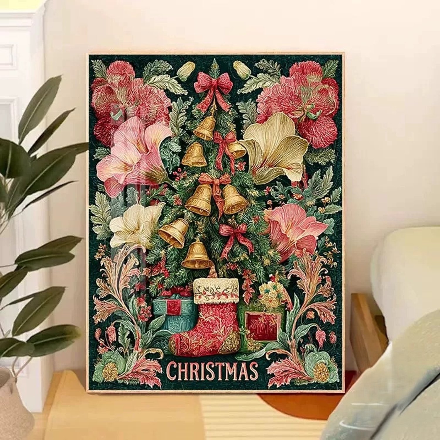 DIY kruissteekborduurpakket/Cartoon Kerstboom/gedrukt kruissteekpatroon borduurpakket (frame niet inbegrepen) 40*50CM