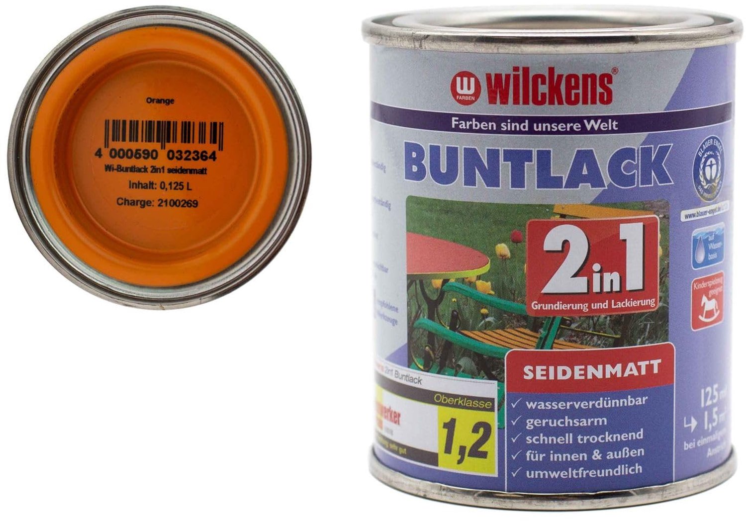Wilckens Aflak Zijdeglans Acryl Oranje 0,125 L