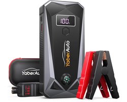 YaberAuto-Jumpstarter voor Auto-powerbank voor startondersteuning-5000A - 26800 mAh-auto-startaccu met LCD-display (voor alle benzinemotoren of 10,0 L dieselmotoren)