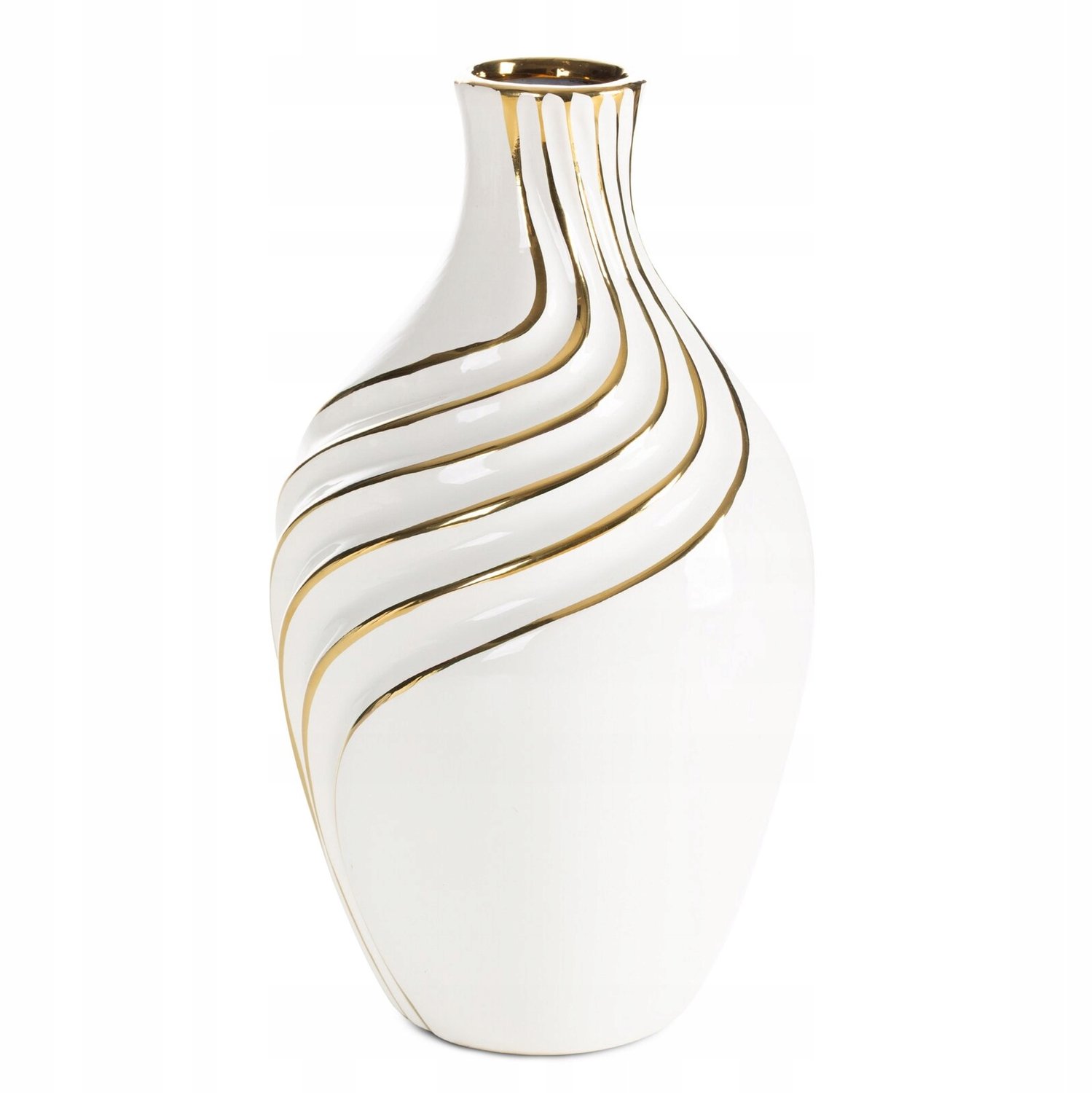 Estela Decoratieve Vaas - 17x17x30 cm - Wit Keramiek