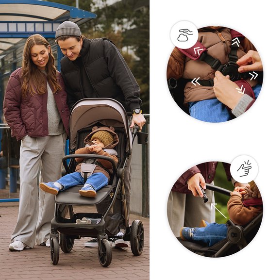 Kinderkraft GRANDE 2 Buggy - allround vering 5-puntsgordel veiligheidsbeugel compact inklapbaar - Bourgogne van Merkloos — afbeelding 5