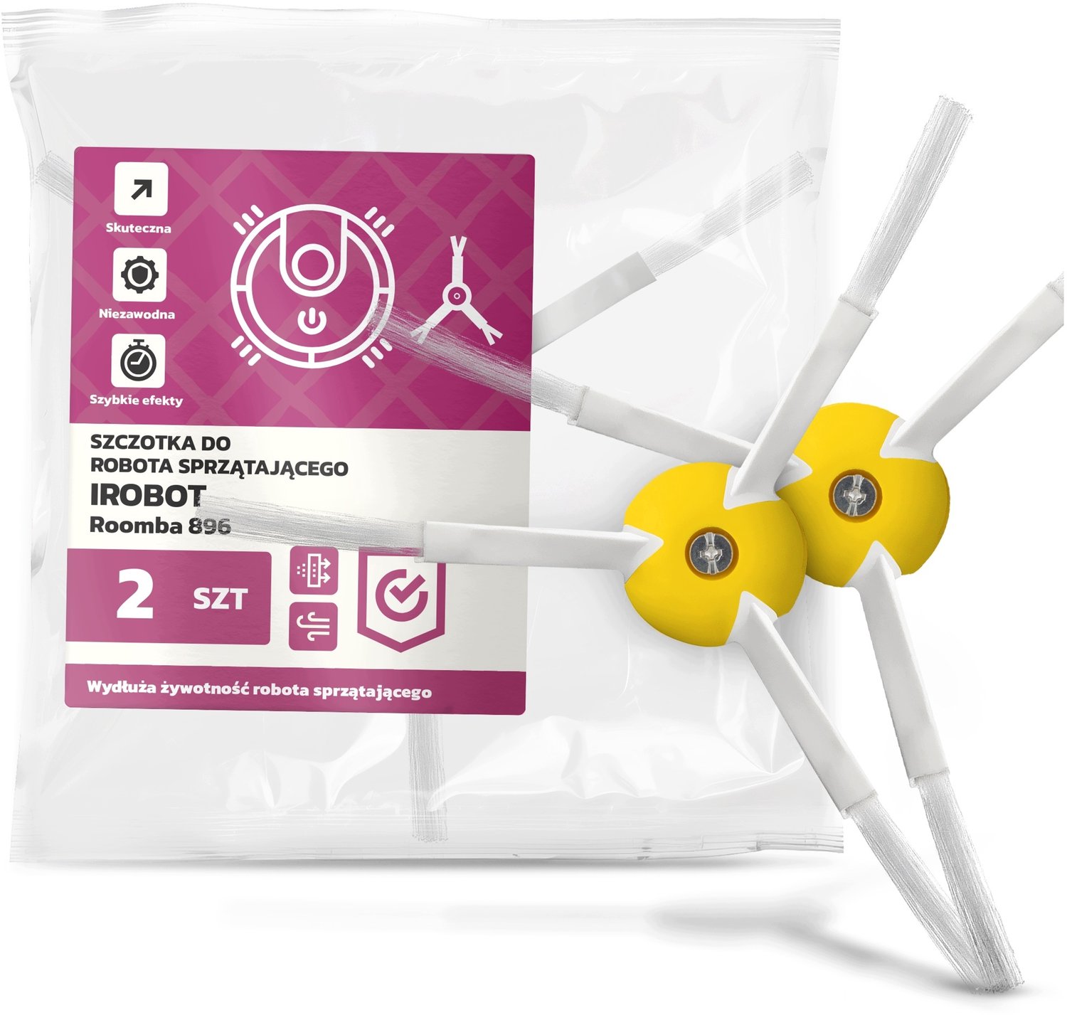 2x Zijborstel voor iRobot Roomba 896 Stofzuigerrobot