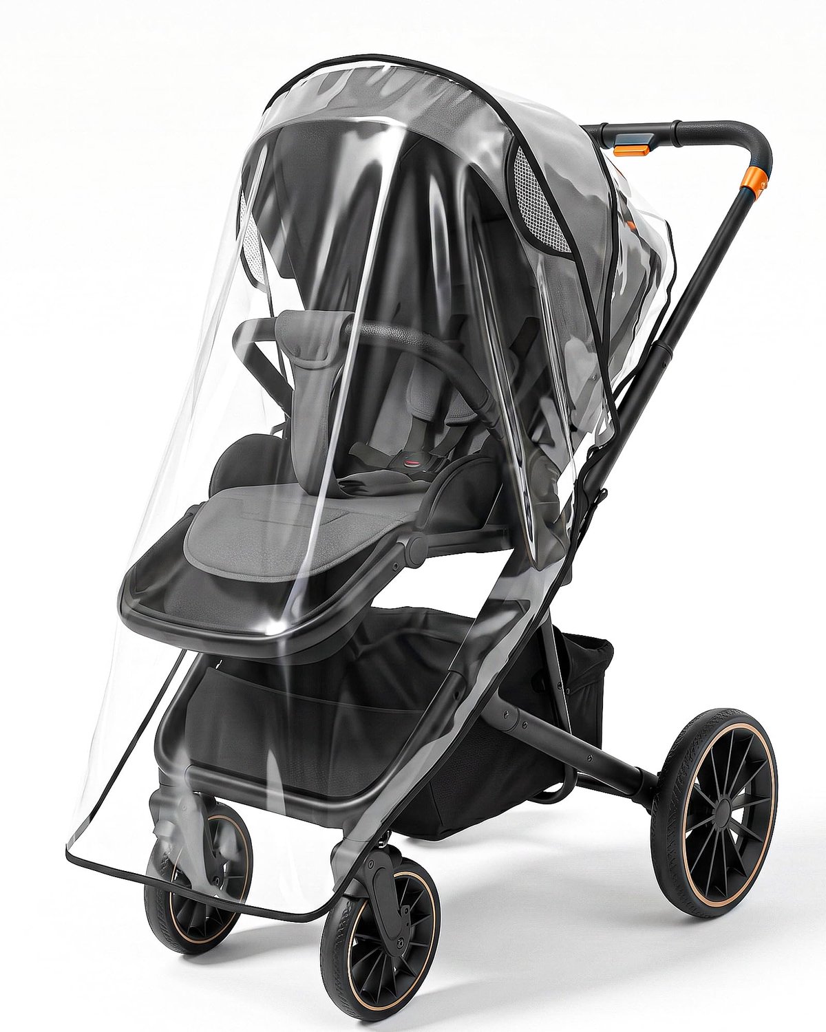 Famanu - Regenbescherming voor kinderwagen - Bescherming tegen regen, wind en zon - Goede luchtcirculatie - Transparant 1 stuk