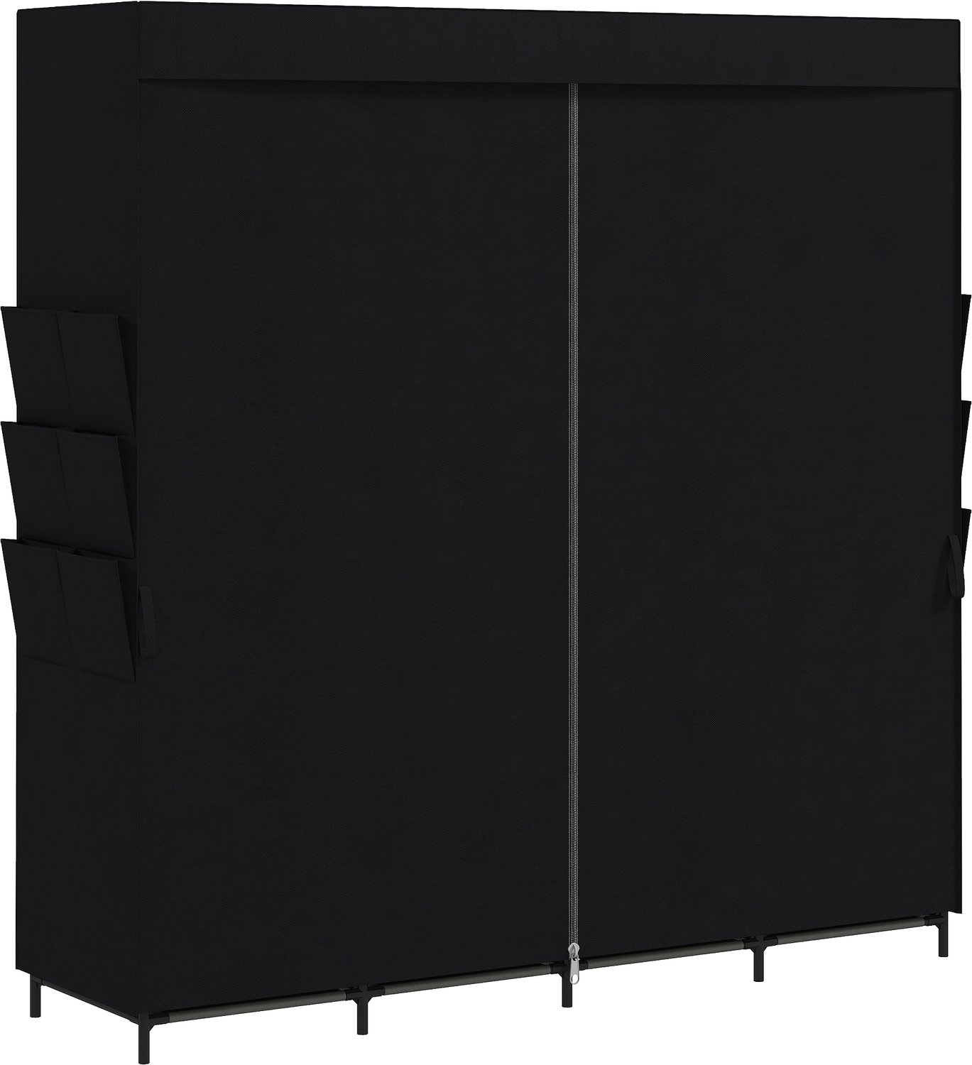 Homona Stoffkledingkast - Met 4 kledingroedes en 4 legplanken - 170 x 45 x 167 cm - Zwart