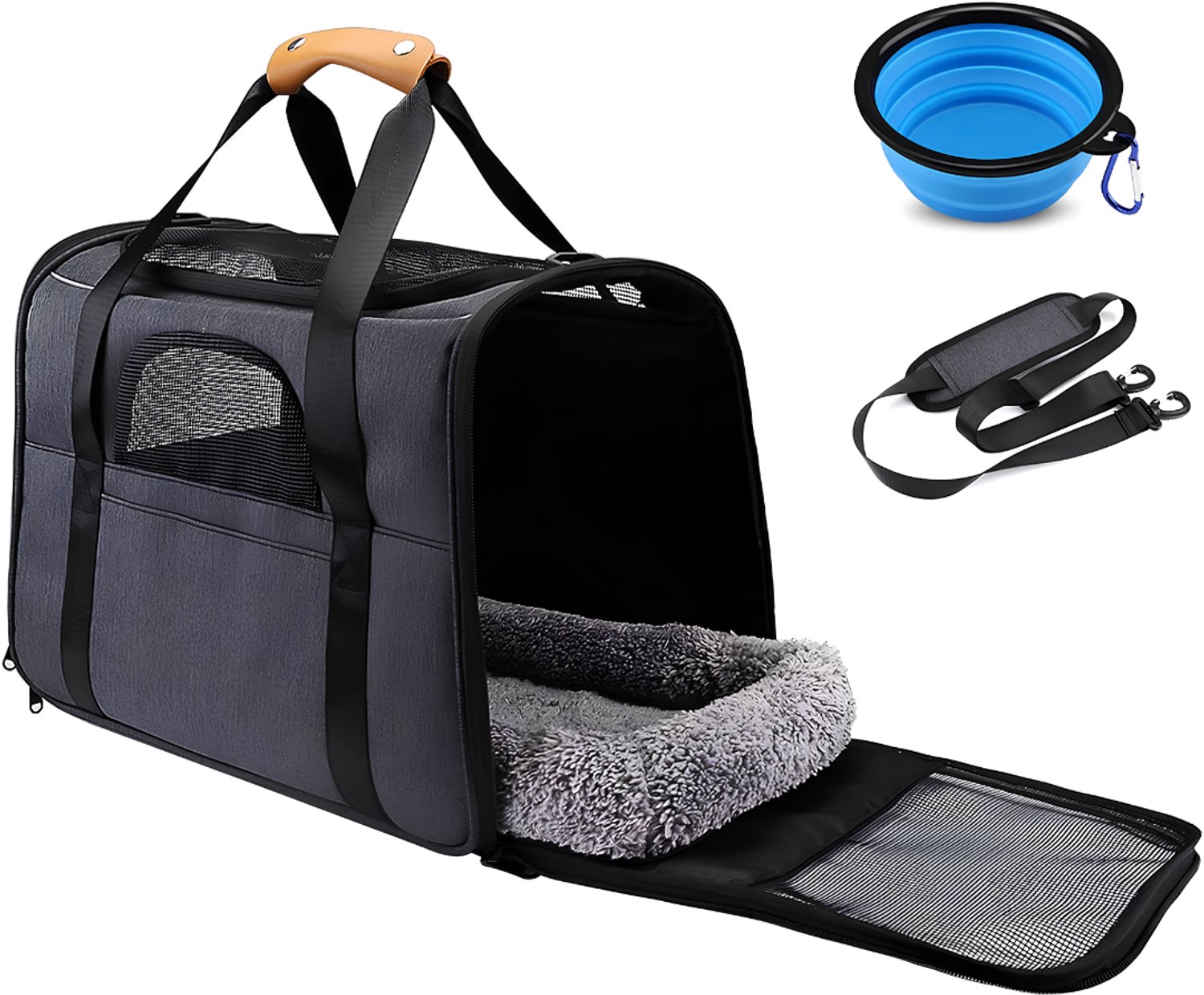 JCP® Reisbench - Reisbench Hond - Reistas voor Kat of Hond - Donkergrijs - 47cm x 33cm x 36cm