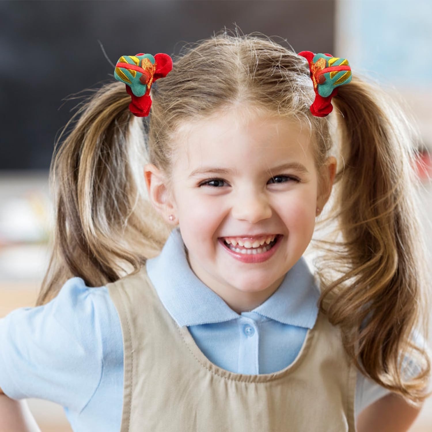 6 Stuks Kerst Haar Scrunchies Elastische Ponytail Tie Santa Haarbanden Vrouwen Haaraccessoires voor Feestdagen en Kerstmis
