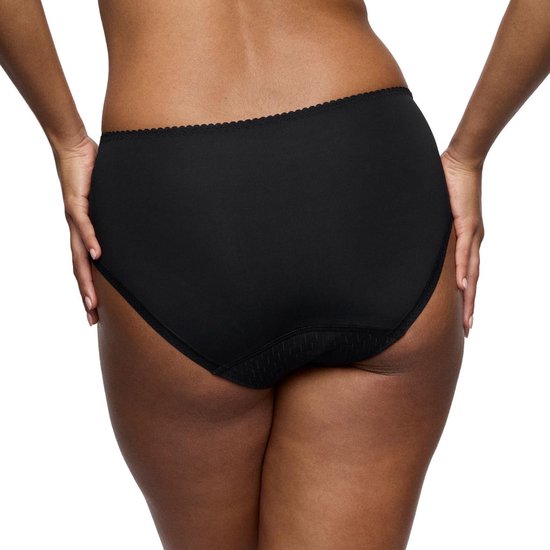 Zwarte PrimaDonna taille-slip, rugzijde, gedragen door een model.