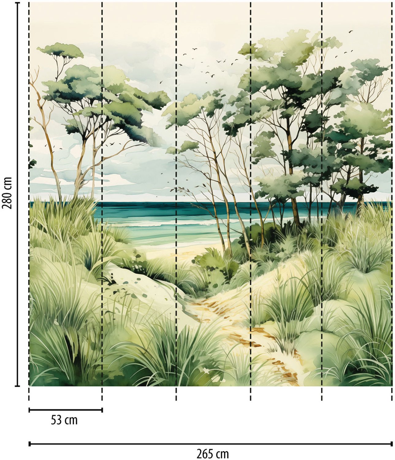 Afbeelding behang, Livingwalls The Wall 4 | 781231, 265 x 280 cm, Blauw