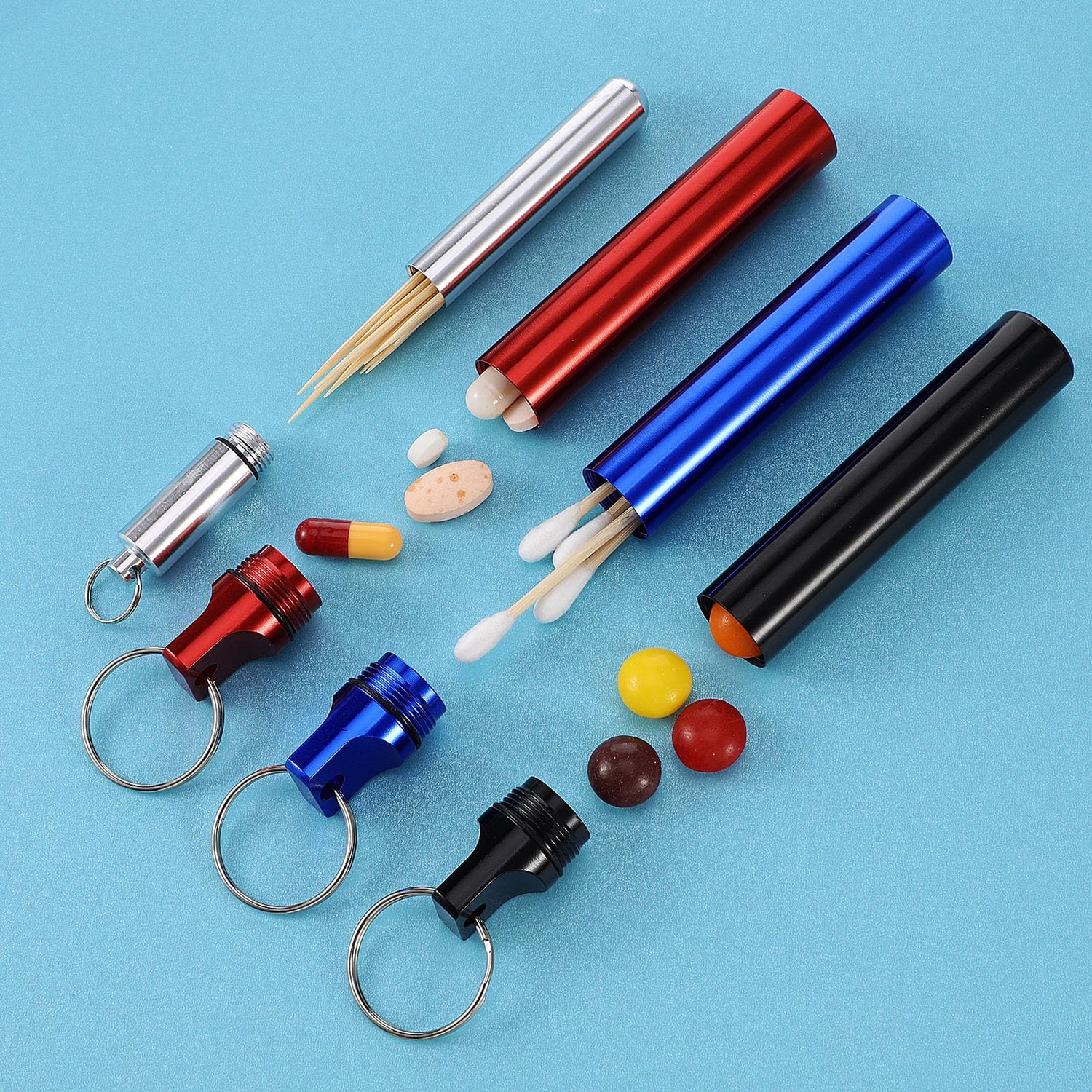 Metalen Tandenstokerhouder - Draagbare Opbergdoos met Sleutelhanger - Waterdicht Etui voor Tandenstokers en Oorreiniger - 1 Stuks