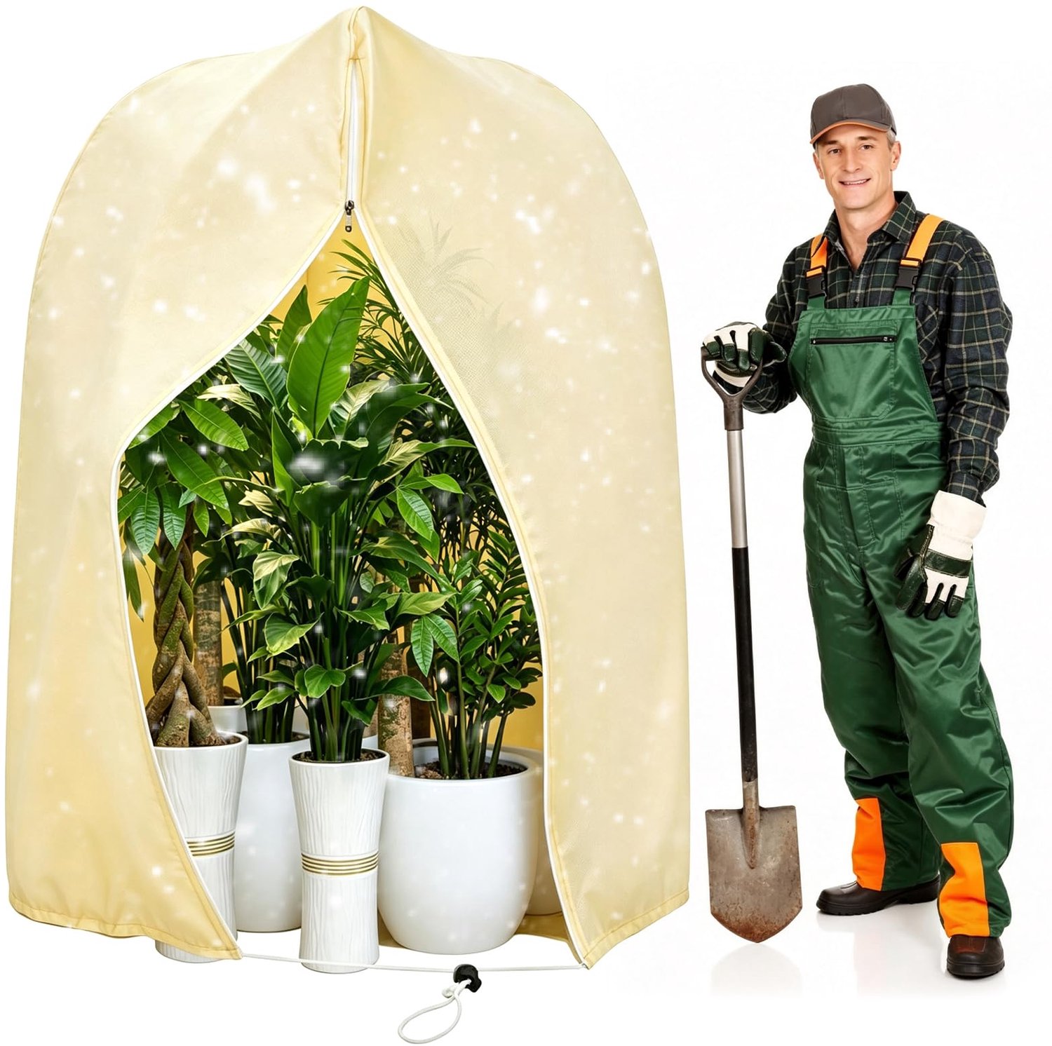 Famanu - Thermische Plantenhoes - Beschermt planten tegen vorst - Duurzaam vliesdoek - Wit 1 stuk