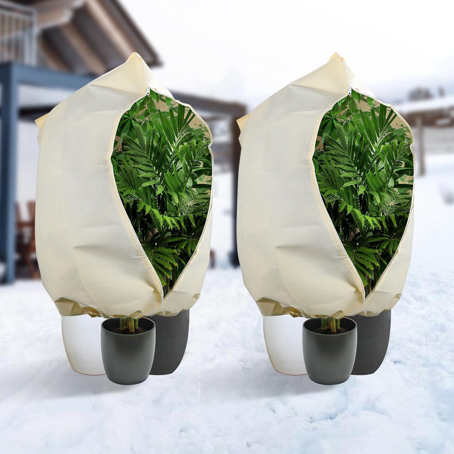 Famanu - Winterschut voor Planten - Bescherming tegen vorst - Waterdicht polyester - Beige 2 stuks