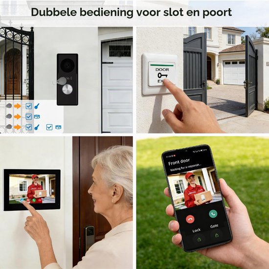 Video Deurbelset 7 Inch Touchscreen - 24V 1080p HD Camera - Met Nachtzicht - Voor Buitenbeveiliging - Intercom Systeem — afbeelding 4