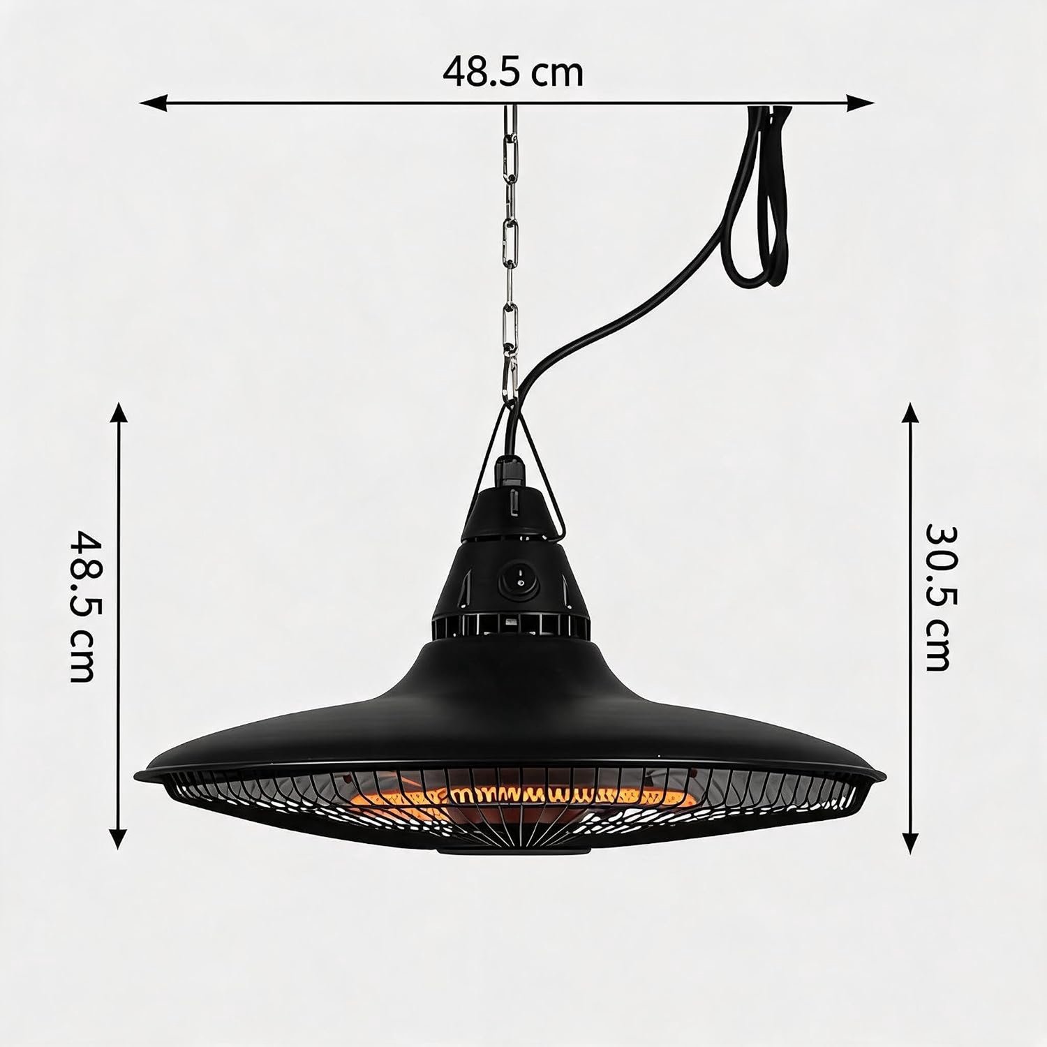 Infrarood Terrasverwarmer 1500W Wand Plafond - Carbon Heater IP34 Zwart