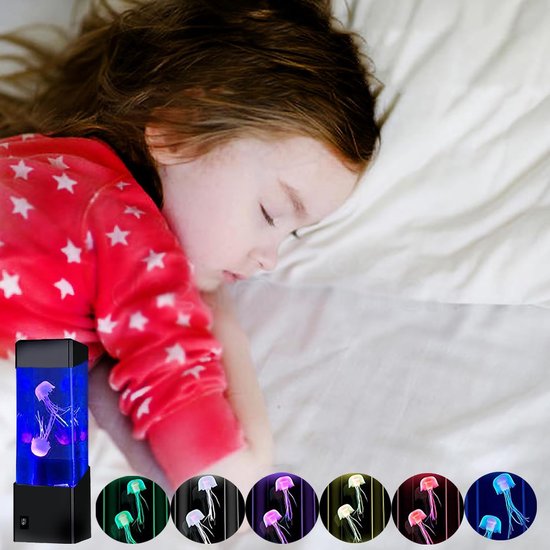 Kleurveranderende LED Kwallenlamp – Realistische Siliconen Kwallen En Betoverend Aquariumeffect – USB Of 3 AA-Batterijen – Rustgevende Sfeerverlichting – 70 x 70 x 230 mm – Cadeau Voor Kinderen En Volwassenen — afbeelding 2