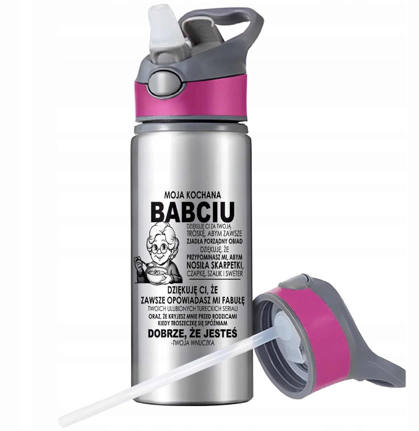 Aluminium Sport Bidon 650ml met Rietje en Handvat - Merkloos