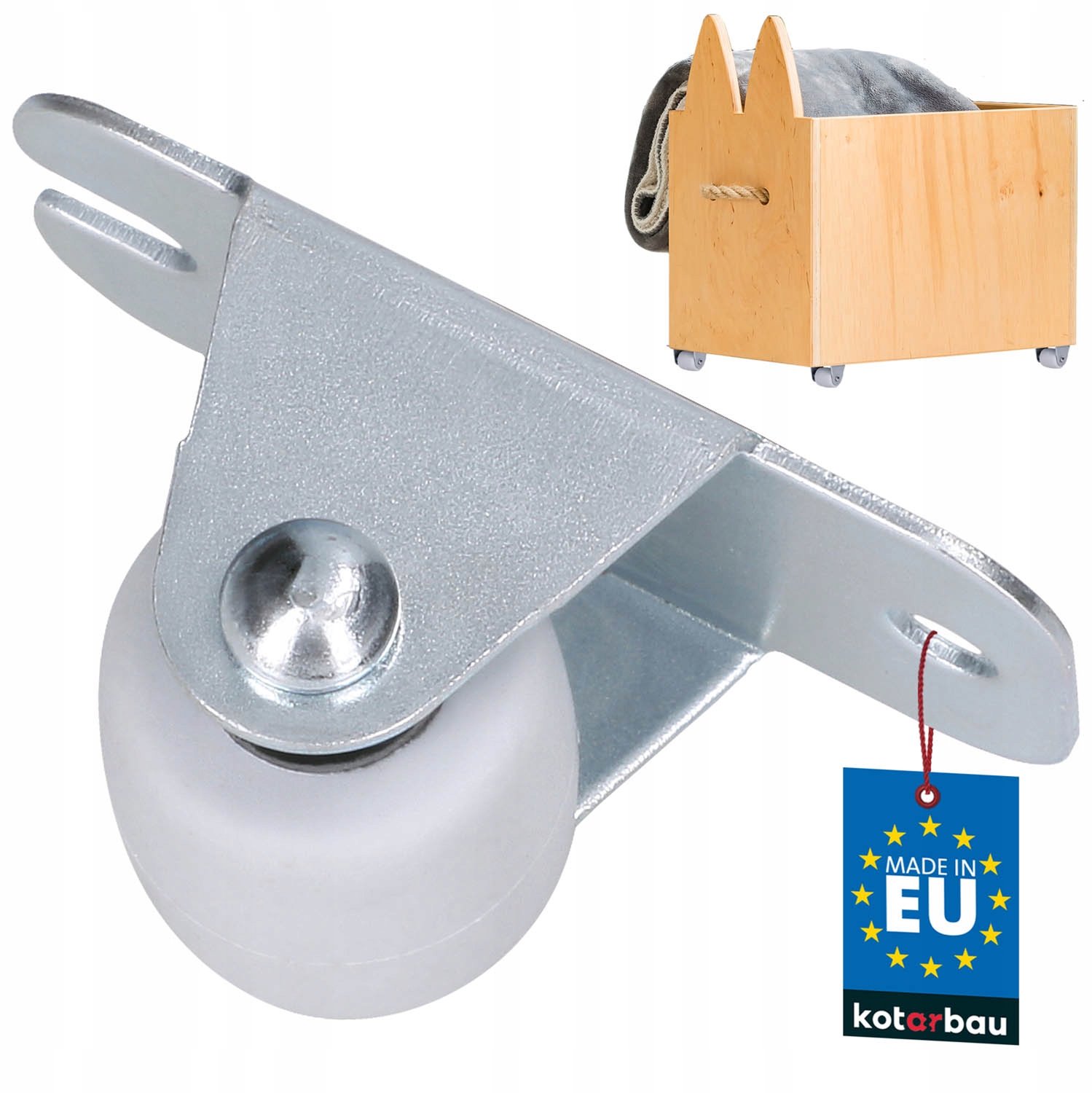 Vast Meubelwiel 22mm Grijs Rubber - 1 Stuk