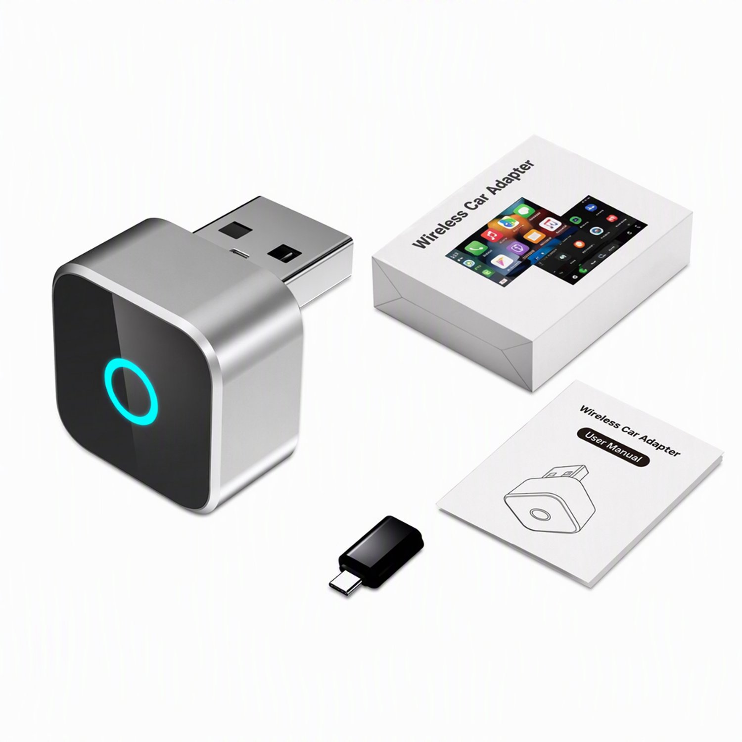 TEKROA® 2-in-1 Draadloos CarPlay en Android Auto Adapter - USB-A Plug & Play Dongle - Zet bekabelde CarPlay om naar draadloos - 5GHz WiFi6 + Bluetooth 5.4