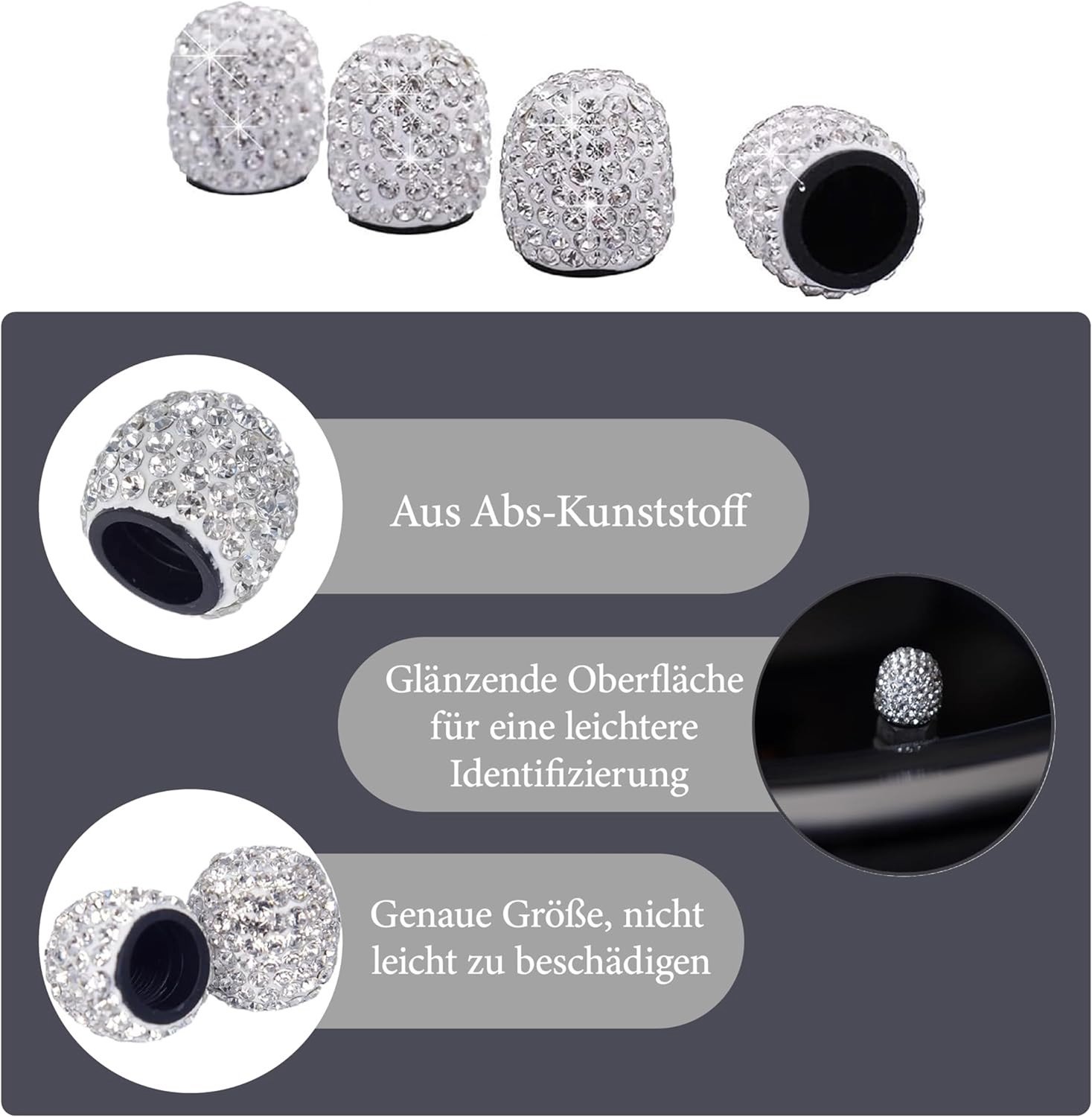 Glitterende Kristallen Ventieldoppen voor Motorfietsen, Fietsen en Auto's - Accessoires met Diamant Effect
