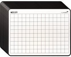 Legamaster Magnetische Wisbordjes - 10 Stuks - Dubbelzijdig - Blanco & Geruit - Gelakt Staal - Uitwisbaar Schrijfbord voor Klaslokaal en Onderwijs