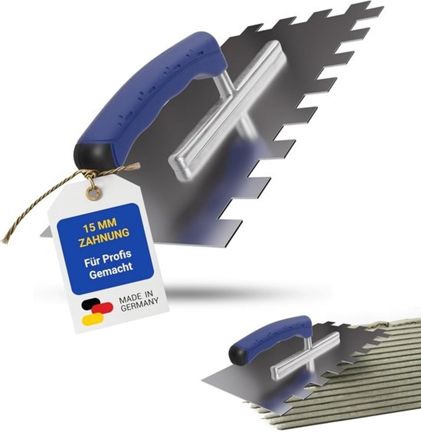 Softgrip tandspaan 15 mm - Roestvrijstalen tegeltroffel met ergonomische grip