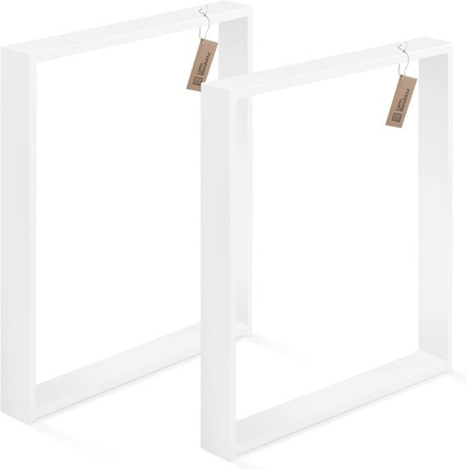 Set van 2 massieve tafelpoten - Rechthoekig 70x72 cm - Wit voor eettafel of bureau